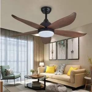 Quạt trần đèn cao cấp 5 cánh vân gỗ DC-8017